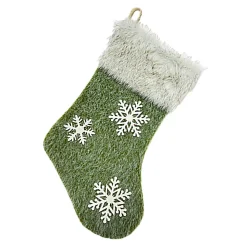 STOCKING 18″ FAUX FUR GREEN W/ SNOWFLAKE
