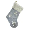 STOCKING 18″ FAUX FUR GREY W/ SNOWFLAKE