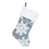 STOCKING 20.5″ GRAY/WHITE SNOWFLAKES W/ SHERPA CUFF