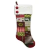 STOCKING 21.5″ MULTI PATCHWORK TAPESTRY W/ SHERPA CUFF & BUTTONS