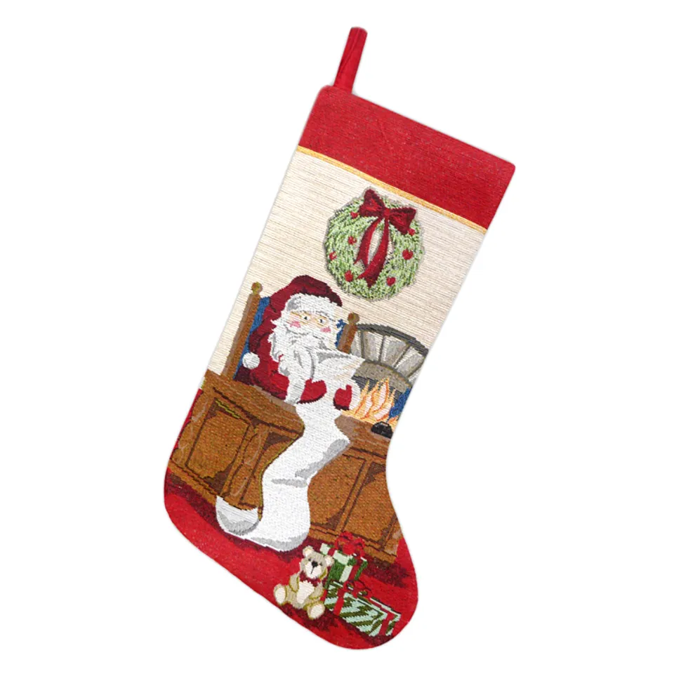 STOCKING 19″ MULTI TAPESTRY, SANTA WISH LIST DESIGN
