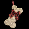 STOCKING 14″ PET FAUX FUR BONE W/ PLAID BOW
