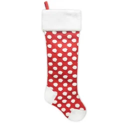 STOCKING 25″ RED POM POM & FLEECE WITH FAUX FUR CUFF HEEL & TOE