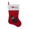 STOCKING 18.5″ RED VELVET PET- CAT W/ APPLIQUE & BOW, FAUX FUR CUFF-