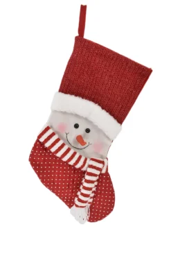 STOCKING 19″ RED /WHITE W/PLUSH SNOWMAN R