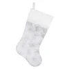 STOCKING 20.5″ SILVER IRID. SEQUINS W/ FAUX FUR CUFF