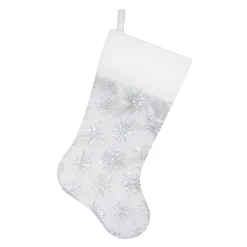 STOCKING 20.5″ SILVER IRID. SEQUINS W/ FAUX FUR CUFF