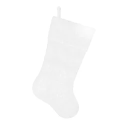 STOCKING 20.5″ WHITE IRID. CURLY FAUX FUR