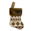 STOCKING MINI 6″ BROWN KNITTED W/ FAUX FUR CUFF