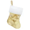 STOCKING MINI 6″ GOLD METALLIC W/ FAUX FUR CUFF