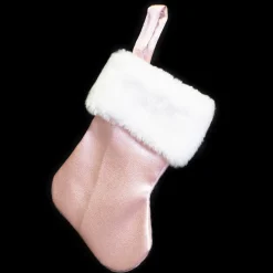 STOCKING MINI 6″ PINK SATIN W/ FUR CUFF