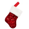 STOCKING MINI 6″ RED SEQUINS W/ FAUX FUR CUFF