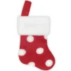 STOCKING MINI 6″ RED W/ FAUX FUR CUFF – POLKA DOTS