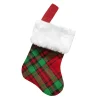 STOCKING MINI 6″ RED/GREEN PLAID W/ FAUX FUR CUFF