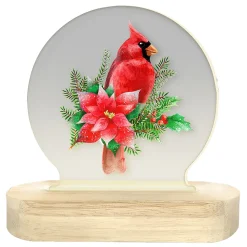 TABLE DECOR ACRYLIC LIGHTED TABLETOP 6″x2.5″x6.5″ CARDINAL LED STRIP+6/18TIMER