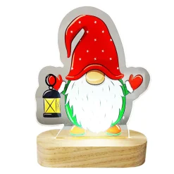 TABLE DECOR PINEWOOD | ACRYLIC LED LIGHTS 6″ X 2.5″ X 8″ – GNOME WITH LAMP