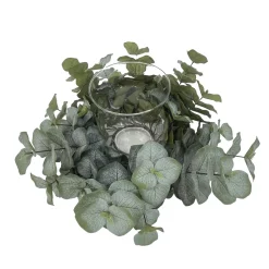 TABLE DECOR W/ VASECANDLE HOLDER 14″ EUCALYPTUS