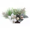 TABLE DECOR WHITE POINSETTIA 16″ MIXED GREENS W/ BERRIS & CHAMPAGNE BALLS