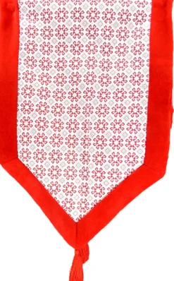 TABLE RUNNER 16″ X 72″ RED/SILVER PRINT
