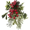 TEARDROP 13″ RED BERRIES W/ FROSTED MIXED GREENERY/PINE