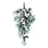 TEARDROP PINE 28.5″ FLOCKED MIXED PINE W/ PINE CONES AND WHITE SNOW BALLS