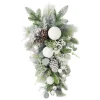 TEARDROP PINE FROSTED 30″ MIXED PINE W/ PINE CONES & SNOW BALLS