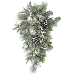 TEARDROP PINE FROSTED 30″ MIXED PINE W/ EUCALYPTUS, BLACK BERRIES & PINE CONES