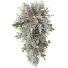 TEARDROP TAUPE POINSETTIA 30″ FROSTED W/ MIXED GREENS, PINE CONES, & BERRIES