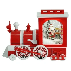 TRAIN WITH MOVING WHEELS WITH SANTA & CHILD SNOWING SCENE 9″