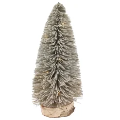 TREE BOTTLE BRUSH BIRCH GRAY 12″ FLOCKED W/ LED LIGHTS
