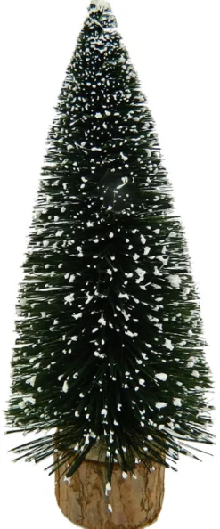TREE BOTTLE BRUSH NAT. 7″ VILLAGE W/ SNOW & BASE