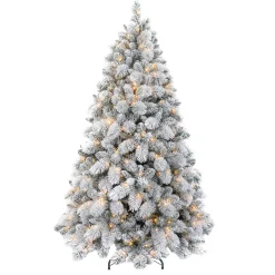 TREE FLOCKED ALASKA PINE 7’/1183T 450-LED WARM WHITE LIGHTS