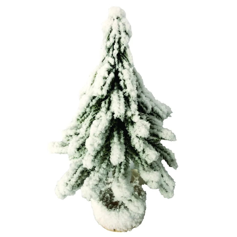 TREE FLOCKED ALPINE 8″ W/ WOODEN BASE