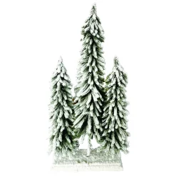 TREE FLOCKED ALPINE 29″ H X3 TREES W/ WOODEN BASE