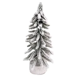 TREE FLOCKED ALPINE 14″ W/ WOOD BASE