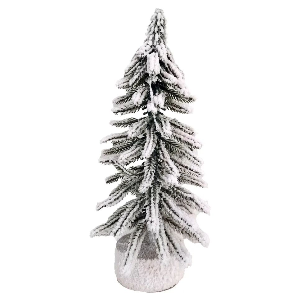 TREE FLOCKED ALPINE 14″ W/ WOOD BASE