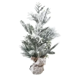 TREE FLOCKED MIXED PINE 20″ W/ BURLAP BASE