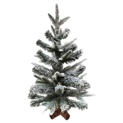 TREE FLOCKED PINE 24″ PE & NOBLE MIXED PINE WITH WOODEN BASE