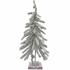 TREE FLOCKED PVC ALPINE 25″ W/ PINE CONES & BASE