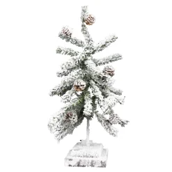 TREE FLOCKED PVC ALPINE 20″ W/ PINE CONES & BASE