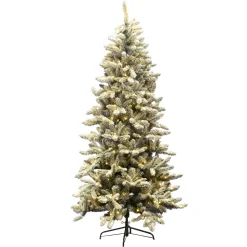 TREE FLOCKED PVC PINE 9’/1668T 570-LED WARM WHITE LIGHTS