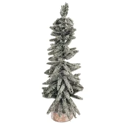 TREE FLOCKED/ SNOWY PINE 16″ W/ WOODEN BASE