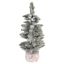 TREE FLOCKED/SNOWY PINE 8.5″ W/ WOODEN BASE