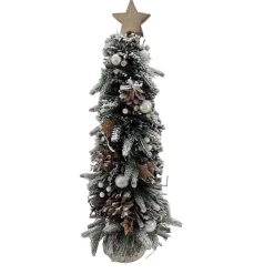 TREE FROSTED DECORATED PINE 21.5″ W/ STAR TEE TOP & BASE