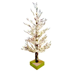 TREE FROSTED/ ICED 24″ W/ WARM WHITE LED LIGHTS BROWN /CLEAR