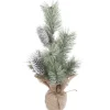 TREE FROSTED NEEDLE PINE 15″ W/ PINE CONES & BURLAP BASE