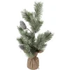 TREE FROSTED NEEDLE PINE 20″ W/ PINE CONES & BURLAP BASE