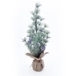 TREE FROSTED NEEDLE PINE 14″ W/ BURLAP BASE