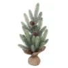 TREE FROSTED PE PINE 18″ W/ PINE CONE & BURLAP BASE