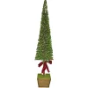 TREE MINI LEAF 29.5″ W/ WOODEN POT & RED RIBBON